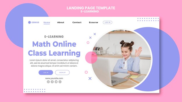 Modelo de anúncio de e-learning da página de destino