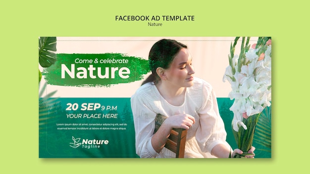 PSD grátis modelo de anúncio de facebook de design de natureza verde