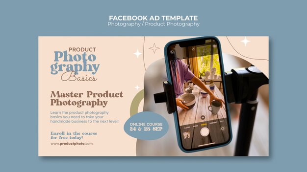Modelo de anúncio de facebook de fotografia de design plano