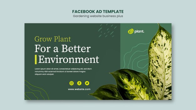 Modelo de anúncio de facebook de jardinagem de design plano