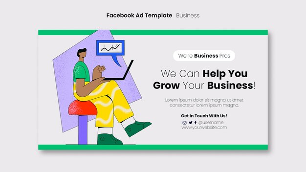 Modelo de anúncio de facebook de negócios de design plano