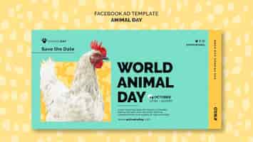 PSD grátis modelo de anúncio de facebook do dia mundial dos animais de design plano