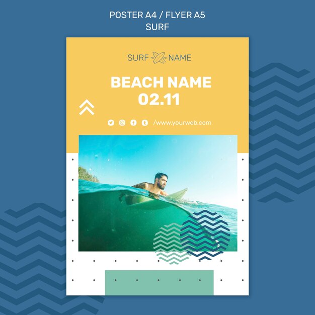 Modelo de anúncio de poster surf