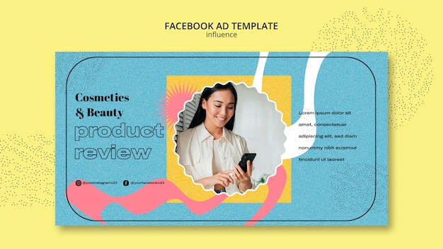 Modelo de anúncio do facebook de influenciador de design plano