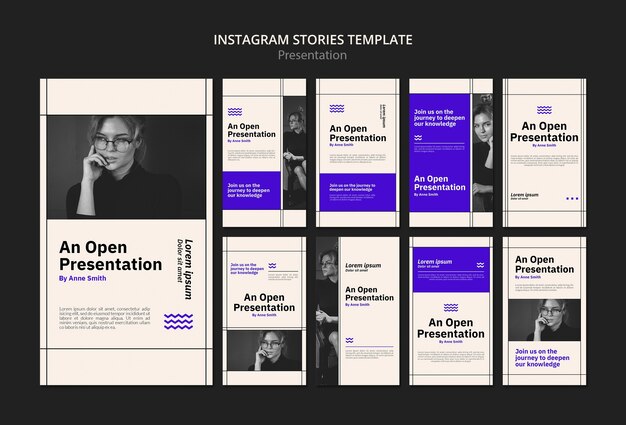 Modelo de apresentação de histórias de instagram em design plano