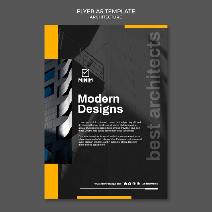 PSD grátis modelo de arquitetura de design plano