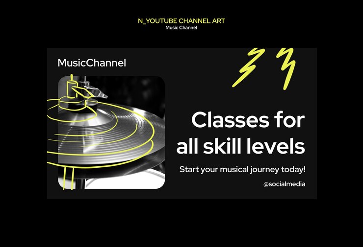 PSD grátis modelo de arte do canal de música do youtube