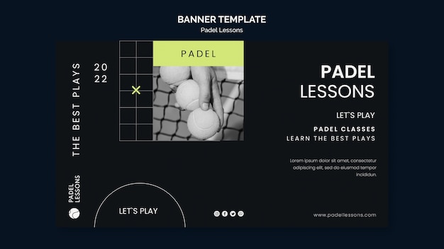 PSD grátis modelo de aulas de padel de design plano