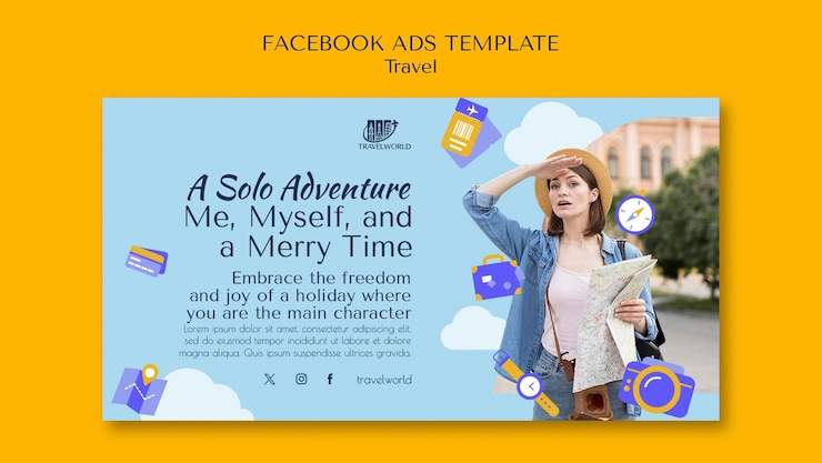 PSD grátis modelo de aventura de viagem no facebook