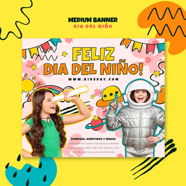 Modelo de bandeira de celebração do Dia del Nino