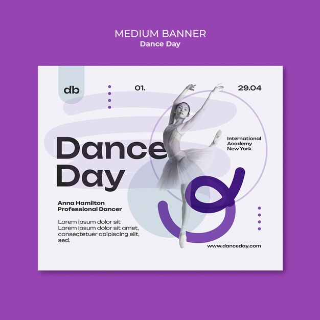 Modelo de bandeira de celebração do Dia Internacional da Dança