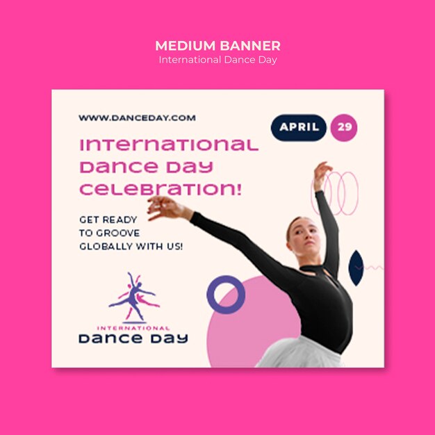 Modelo de bandeira de celebração do Dia Internacional da Dança