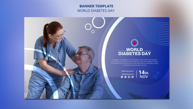 Modelo de bandeira horizontal para o Dia Mundial da Diabetes