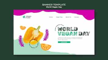 PSD grátis modelo de banner abstrato do dia mundial do vegan