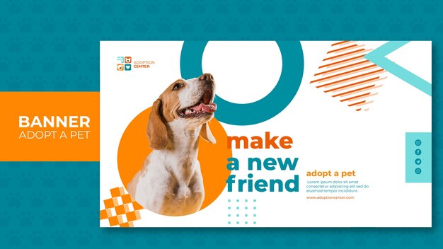 Modelo de banner adotar um animal de estimação