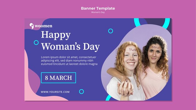 Modelo de banner colorido dia das mulheres