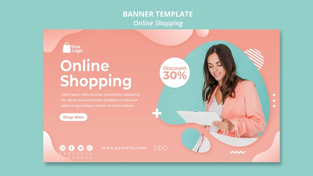 PSD grátis modelo de banner com compras on-line