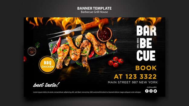 Modelo de banner com conceito de churrasco