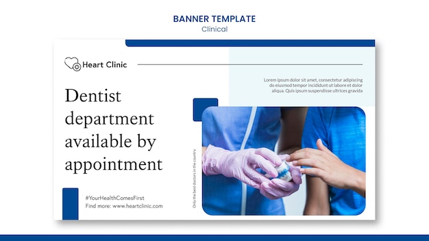 Modelo de banner com foto do departamento de dentista
