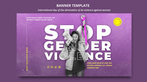 PSD grátis modelo de banner com foto para acabar com a violência contra mulheres