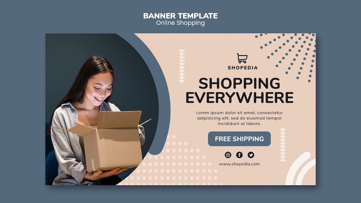 PSD grátis modelo de banner com o conceito de compras online