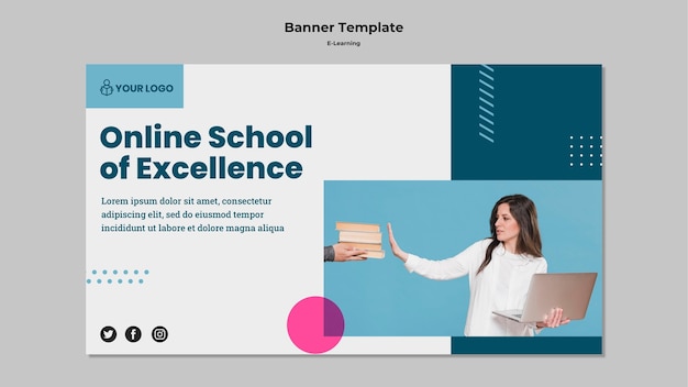 Modelo de banner com tema de e-learning