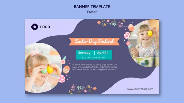 Modelo de banner com tema do dia de páscoa