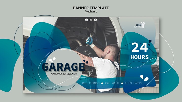 PSD grátis modelo de banner com tema mecânico