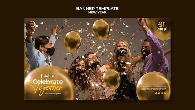 Modelo de banner comemorativo de ano novo