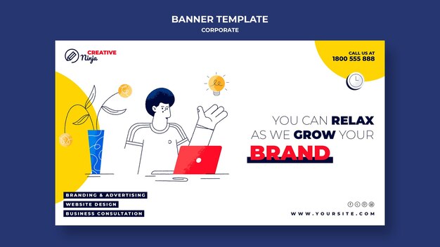 Modelo de banner corporativo ilustrado