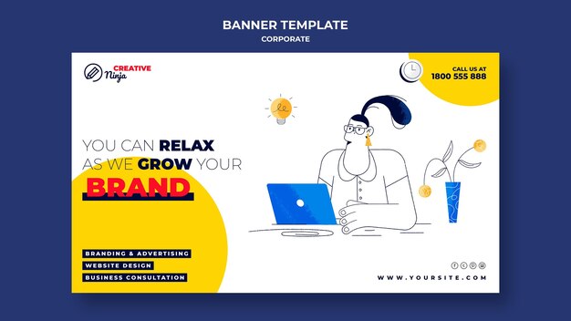 Modelo de banner corporativo ilustrado