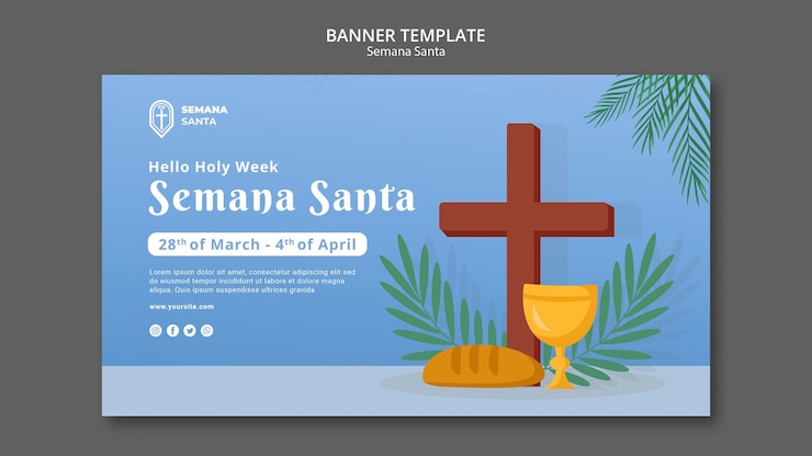 PSD grátis modelo de banner da semana santa ilustrado