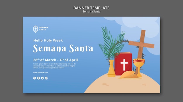 PSD grátis modelo de banner da semana santa ilustrado