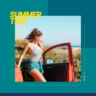 Modelo de banner da web com o conceito de verão