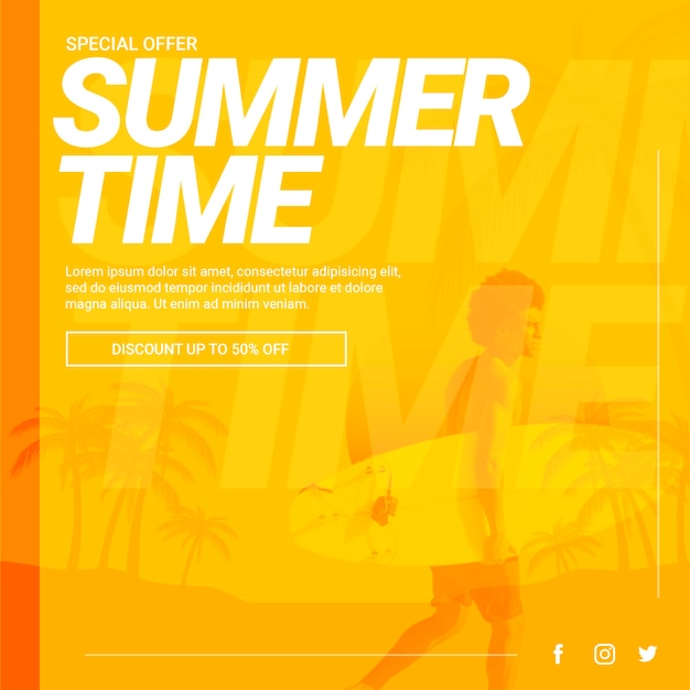 Modelo de banner da Web com o conceito de verão