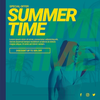 Modelo de banner da web com o conceito de verão