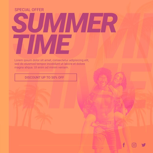 Modelo de banner da Web com o conceito de verão