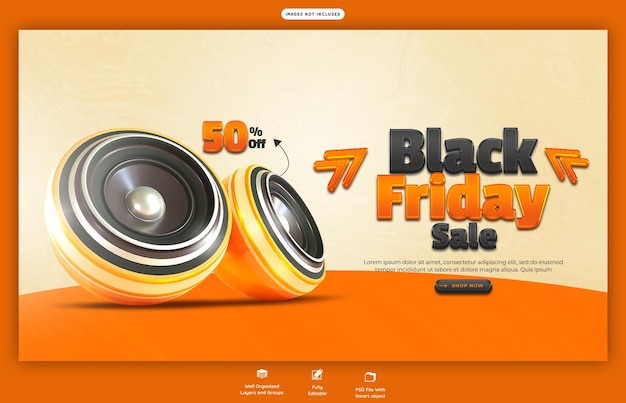 PSD grátis modelo de banner da web da black friday super sale