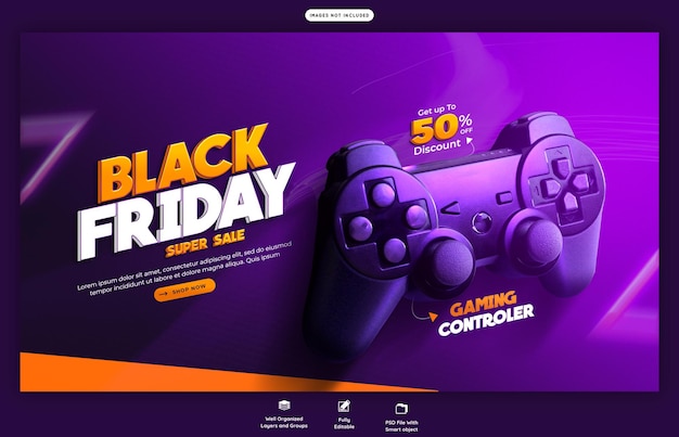 PSD grátis modelo de banner da web da black friday super sale