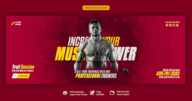 PSD grátis modelo de banner da web de academia e fitness