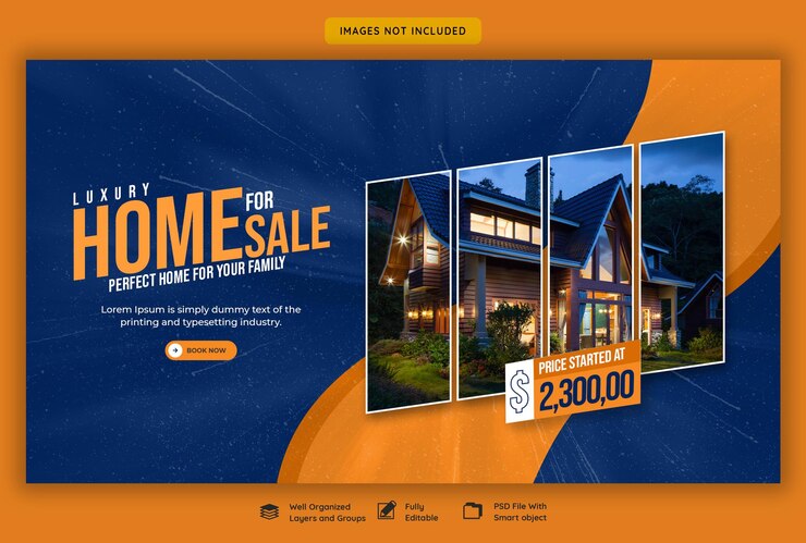 PSD grátis modelo de banner da web de propriedade imobiliária