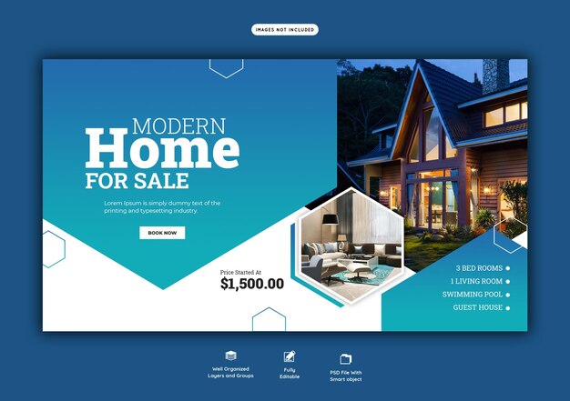 Modelo de banner da web de propriedade imobiliária