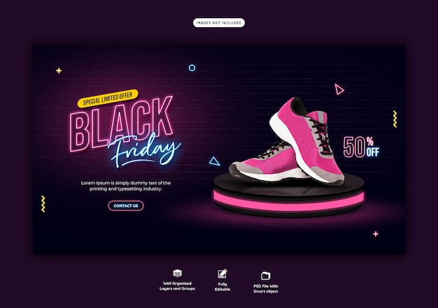 PSD grátis modelo de banner da web de super venda da black friday