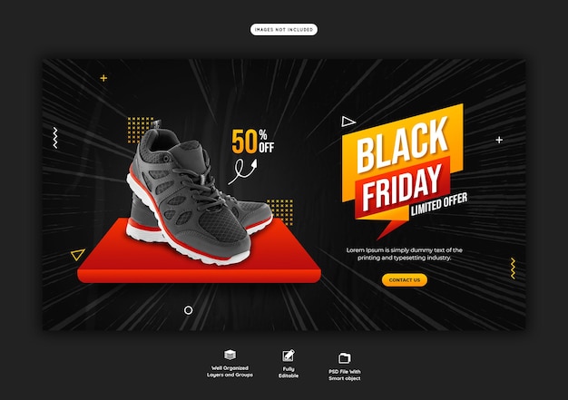 PSD grátis modelo de banner da web de super venda da black friday