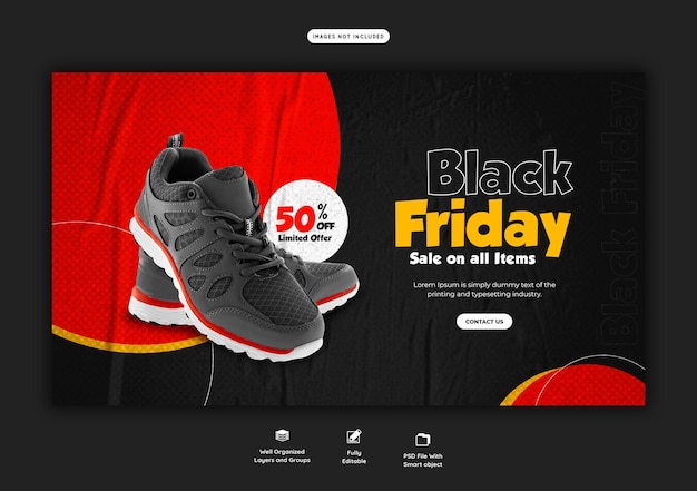 PSD grátis modelo de banner da web de super venda da black friday