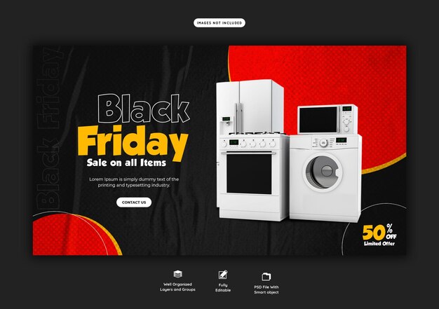 Modelo de banner da web de super venda da Black Friday