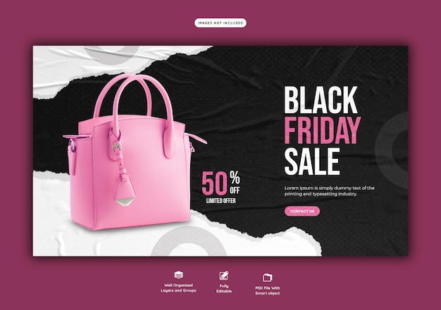 Modelo de banner da web de super venda da black friday