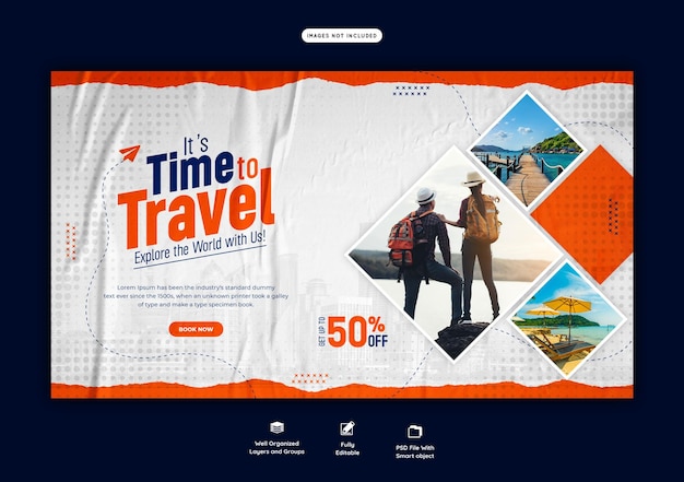 Modelo de banner da web de viagens e turismo