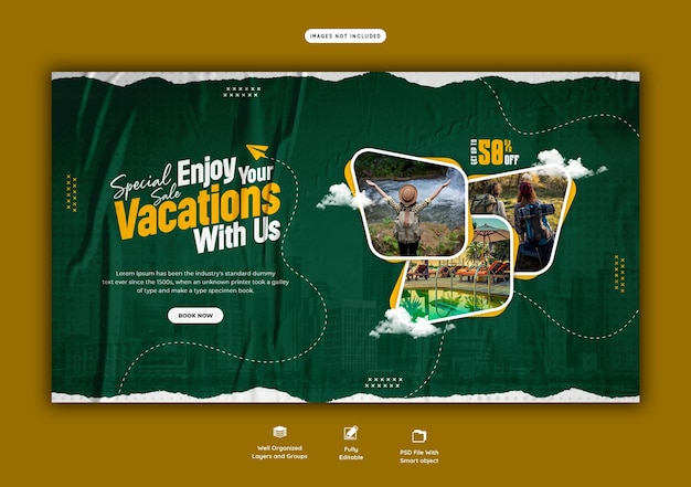 PSD grátis modelo de banner da web de viagens e turismo