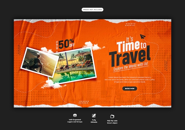 PSD grátis modelo de banner da web de viagens e turismo